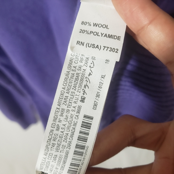 Zara Mens Wool Purple Sweater XL - Picture 4 of 5